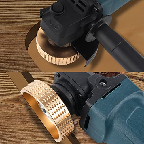 Pomsare 5PCS Angle Grinder Wood Carving Disc Set, 4 and 1/2 Attachments with 5/8 inch Arbor, Stump Tool Grinding Wheel Shaping for Cutting, Cutting Pomsare