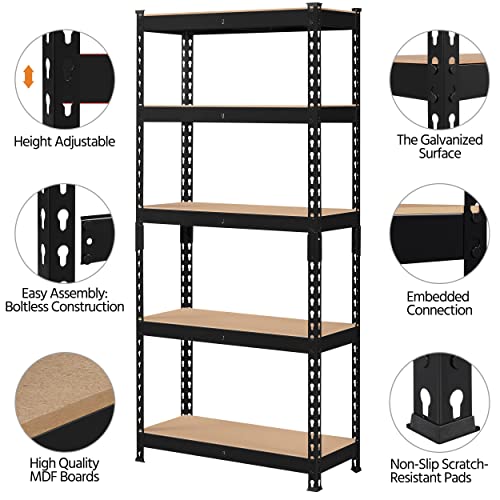 Topeakmart 4 PCS 5-Tier Utility Shelves, Metal Storage Shelves Garage Shelving Unit Adjustable Garage Storage Shelves Storage Racks Heavy Duty Shed - WoodArtSupply