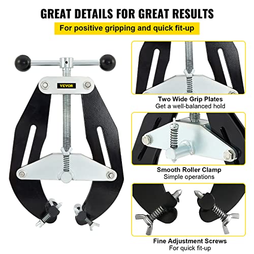 VEVOR Pipe Clamp, 2 to 6 in, High Strength Ultra Clamp with Quick Acting Screws, Steel Pipe Alignment Tool with Lightweight Design, Black VEVOR
