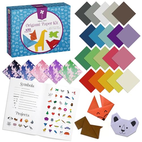 Origami Paper Kit - 50 Projects, 450 Sheets of Colored and Patterned Paper - Hours of Creative Fun for Kids and Adults