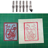 Falling in Art Linoleum Block Cutters - 6 Different Shaped Lino Cutters, Assorted Blades for Printmaking, Precision Carvings(2 Set) Falling in Art