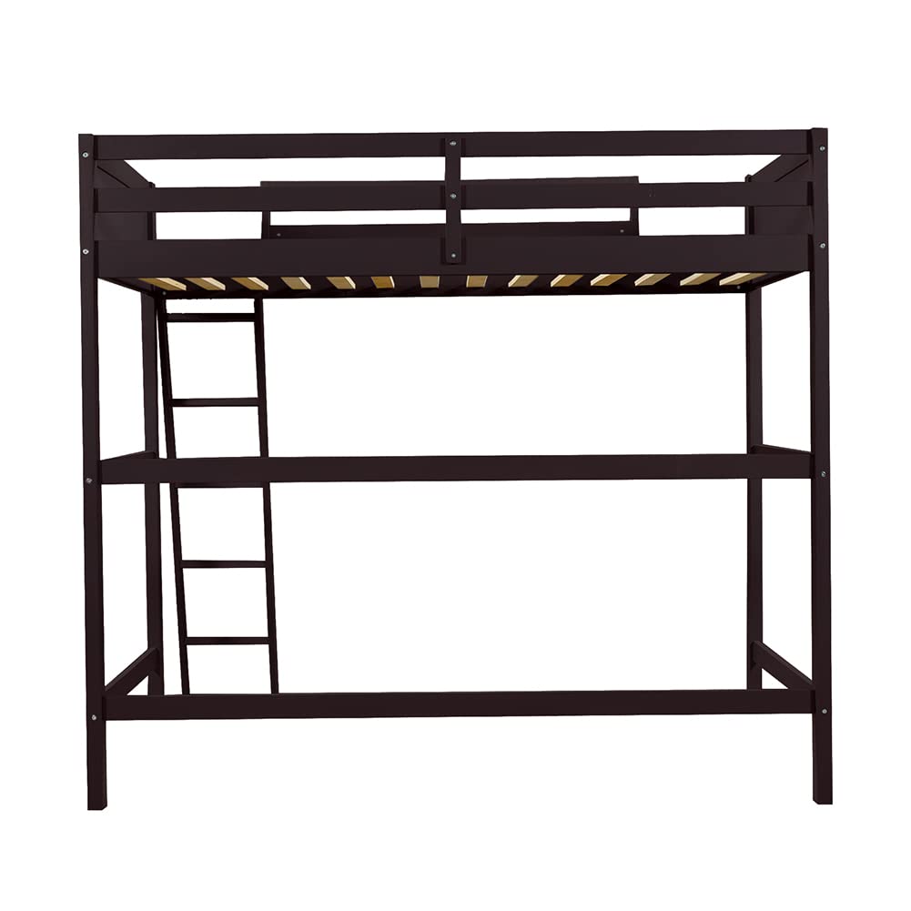 Majnesvon Espresso Twin Loft Bed with Ladder & Storage Shelves for Space-Saving Elegance Majnesvon