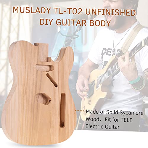 LANRU T02 Unfinished Electric Guitar Body Sycamore Wood Blank Guitar Barrel for Electric Guitars DIY Parts - WoodArtSupply