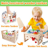 GraceDuck Kids Tool Bench Wooden Set Toys - Montessori Toys for 2 3 4 5 Year Old Workbench Boy Girl Construction Toys for 2 Year Old Boy Educational GraceDuck
