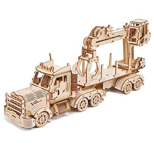 3D Wooden Puzzle for Adults, Wooden Mechanical Truck Crane Puzzles, DIY Model Building Kit Handicraft Wood Craft Hobbies Toy, Birthday for Hobbyist Teens Family Women Men, 428 Pieces