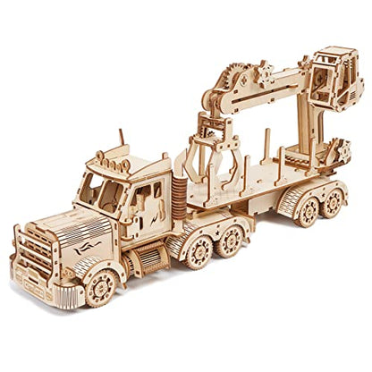 3D Wooden Puzzle for Adults, Wooden Mechanical Truck Crane Puzzles, DIY Model Building Kit Handicraft Wood Craft Hobbies Toy, Birthday for Hobbyist