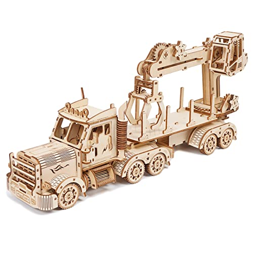 3D Wooden Truck Crane Puzzle Kit for Adults – Challenging DIY Model Building Craft by Hallisun - WoodArtSupply