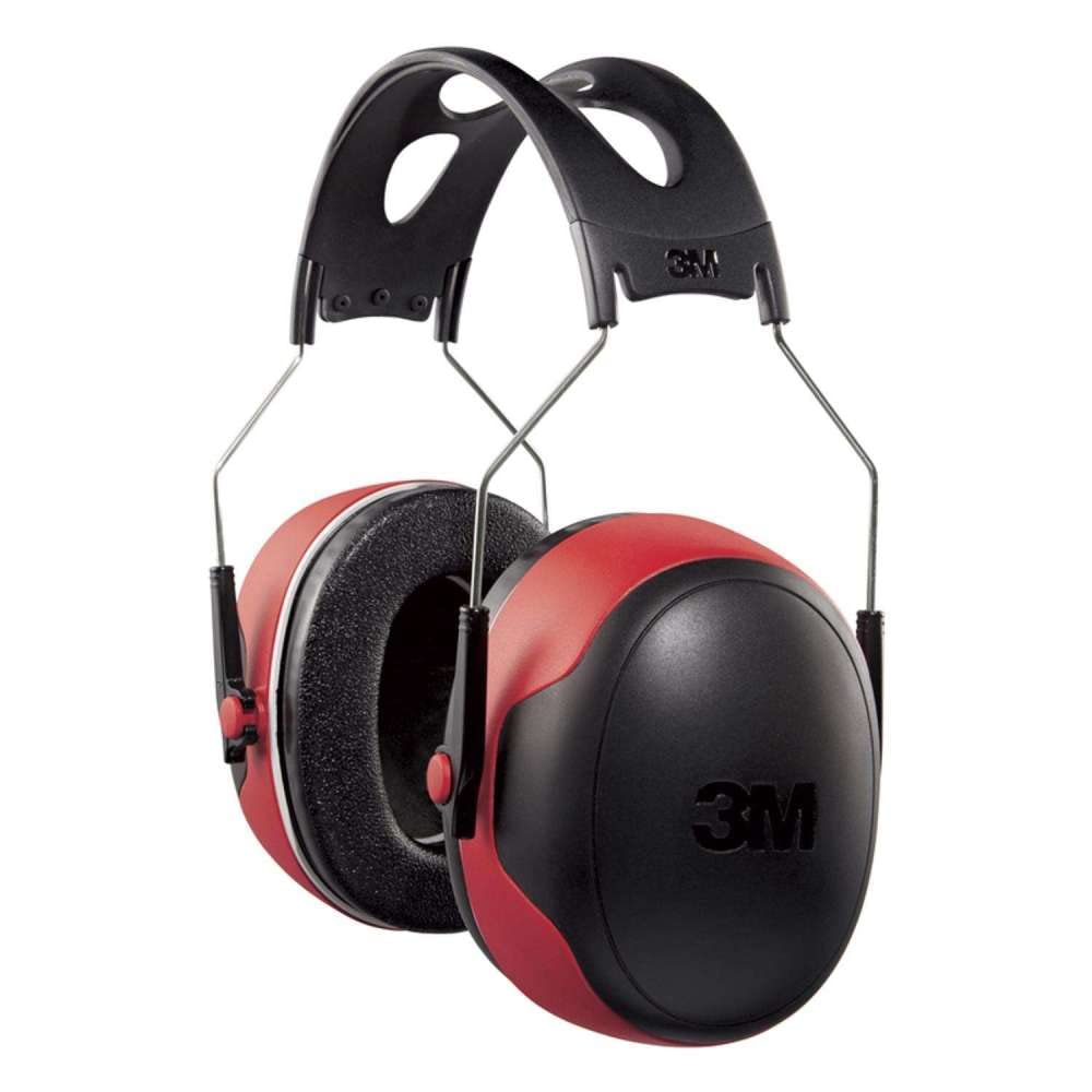 3M Pro-Grade Noise-Reducing Earmuff, NRR 30 dB, Lightweight and Adjustable, Black/Red, One Size 3M