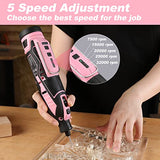 WORKPRO Pink 12V Cordless Rotary Tool Kit, 5 Variable Speeds, Powerful Engraver, Sander, Polisher, 114 Easy Change Accessories, Craft Tool for WORKPRO
