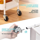 TOOLF 3-Tier Rolling Cart, Metal Utility Storage Cart with DIY Pegboards, Art Craft Trolley with Baskets Hooks, Organizer Serving Cart Easy Assemble TOOLF