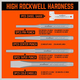HORUSDY 16-Piece Punch and Chisel Set, Including Taper Punch, Cold Chisels, Pin Punch, Center Punch HORUSDY