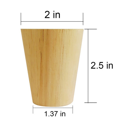 Btibpse 50x35x60mm Wooden Furniture Legs Cone Shaped Wooden Feets for Cabinets Sofa Table Set of 4