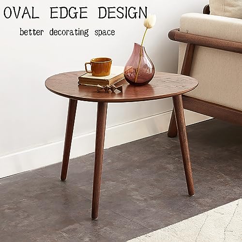 Vadisun Small Oval Coffee Table, Mid Century Modern Coffee Table for Living Room, 100% Solid Oak Wood Side Table, Minimalist Display Center Table Vadisun