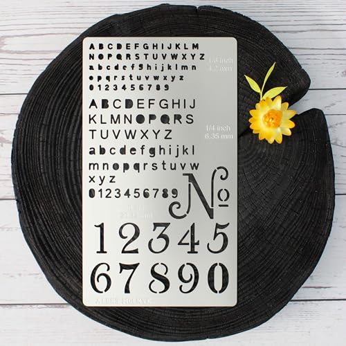 Aleks Melnyk No.34.2 Pyrography Steel Stencil, Wood Burning 1 PCS Template,  Metal Letters Journal Stencil for Engraving Wood and Pattern, Alphabet and