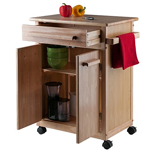 Winsome Wood Kitchen Cart, Natural, Single Drawer (82027) Winsome
