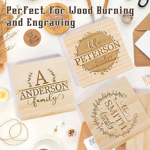 12 Pack Unfinished Wood Coasters, GOH DODD 5 Inch Wooden Coasters Crafts Blanks for DIY Drawing Painting Laser Engraving Wood Burning, Square