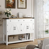 HOSTACK Buffet Sideboard Cabinet with Storage, 47.2" Modern Farmhouse Coffee Bar with 2 Drawers, Barn Doors Console Table with Shelf for Kitchen, HOSTACK