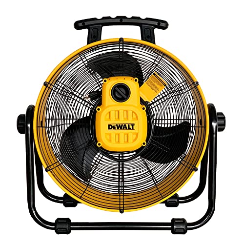 DEWALT DXF-2042 High-Velocity Industrial,Floor,Drum,Barn,Warehouse Fan Heavy Duty Mover Portable Air Circulator 3-Speed Adjustable Tilt, 20", Yellow DEWALT