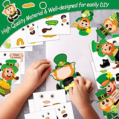 chiazllta 30 Packs St. Patrick's Day Craft Kits DIY Leprechauns Art Craft for Preschool Kids, St. Patrick’s Day Make Your Own Leprechauns Paper Craft