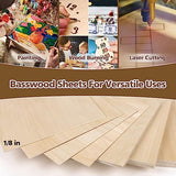 Basswood Sheets 1/8 x 12 x 12 inch - 3mm Basswood Sheets Plywood Sheets Balsa Wood, 24Pcs Square Unfinished Wood Board for DIY Crafts, Laser Cutting, Adrattnay