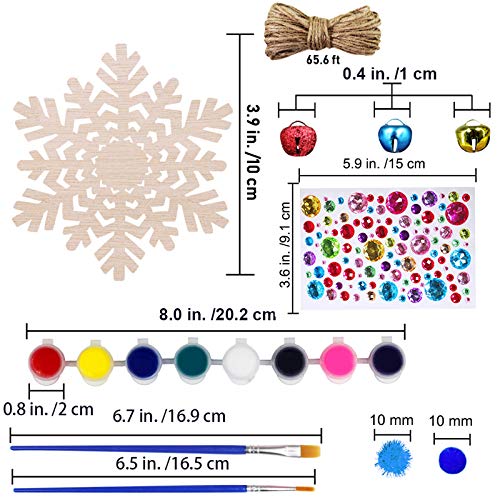 32 Set Christmas Hanging Natural Unfinished Wood Snowflake Cutouts Ornaments Ready-to-Personalize Wood Snowflake Rustic Winter Paintable Wooden Winlyn