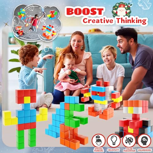 Girigi 10 Colors Magnetic Blocks for Toddler Toys, Montessori Sensory STEM Building Preschool Magnet Toys for 3 4 5 6 Year Old Boys and Girls, Large