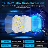 TANBABY 2 Pack LED Garage Lights, 30000LM Deformable Best Garage Light Ceiling LED Shop Lights, 150W E26/E27 LED Light Garage Lighting with 6+1 TANBABY
