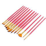 Transon Artist Paint Brush Set of 12 for Acrylic Watercolor Gouache Oil Craft Painting Pink TRANSON