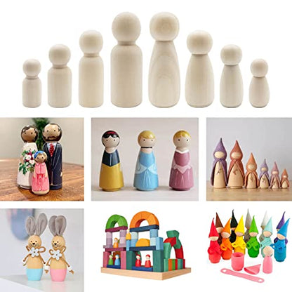 50 Pack Unfinished Wooden Peg Dolls, Wooden Peg People, Doll Bodies, Wooden Figures, Decorative Peg Doll People for Kids DIY Art Craft, Painting, Peg