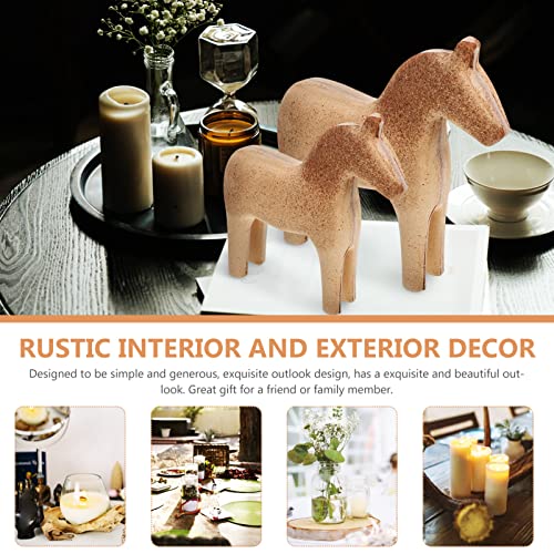 MAGICLULU Unfinished Swedish Wooden Dala Horse Figurine 2pcs DIY Unpainted Horse Sculpture Small Horse Statues Scandinavian Wedding Gifts Home MAGICLULU