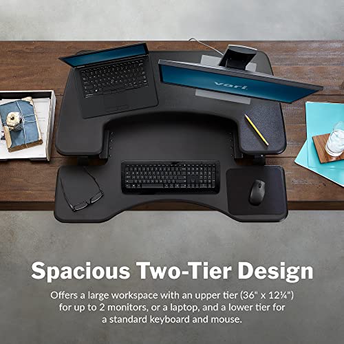 Vari VariDesk Pro Plus 36 - Adjustable Desk Converter with 11 Height Settings - Laptop Sit Stand Desk Riser for Table Tops and Home Office- Fully Vari