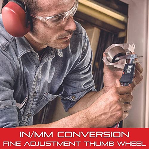 Starrett Stainless Steel Electronic Slide Caliper - 0-6" Range, 0005" Resolution, LCD Display, Fine Adjustment Thumb Wheel, in/mm Conversion - Starrett