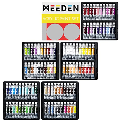 MEEDEN Heavy Body Acrylic Paint Sets, 100 Colors Acrylic Paint Tubes, Non-toxic 0.41 fl Oz /12ml Acrylic Paints for Adults, Beginners - WoodArtSupply