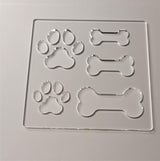 Paw Print Template,Dog Bone&Paw Inlay Acrylic Router Template,Clear Acrylic Template,Acrylic Router Template (7.75x7.75") Yuxuanish