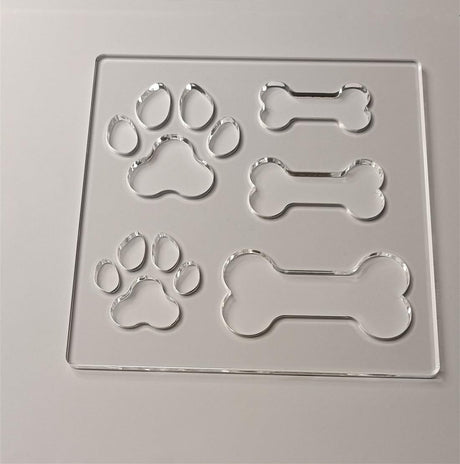 Paw Print Template,Dog Bone&Paw Inlay Acrylic Router Template,Clear Acrylic Template,Acrylic Router Template (7.75x7.75") Yuxuanish