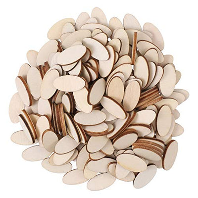 NUOBESTY 200pcs Unfinished Wood Oval Slices Natural Rustic Wooden Cutout Oval Wood Pieces Tag for DIY Craft Wedding Centerpiece Christmas