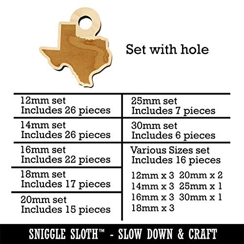 Texas State Silhouette Mini Wood Shape Charms Jewelry DIY Craft - 30mm (6pcs) - with Hole - WoodArtSupply