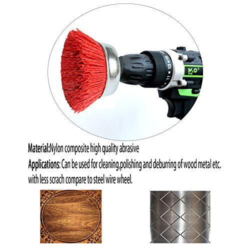 FPPO 3Pcs 3 Inch Assorted Cup Brushes Abrasive Wire Nylon Cup Brush for Drill,Grit 80 120 320 with 1/4" Shank,Rotary Brushes for Machines FPPO