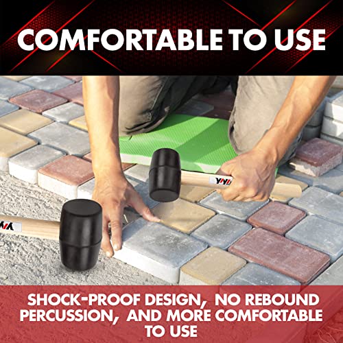 YIYITOOLS YY-2-005 Rubber Mallet Hammer With Wood Handle–8-oz, black YIYITOOLS