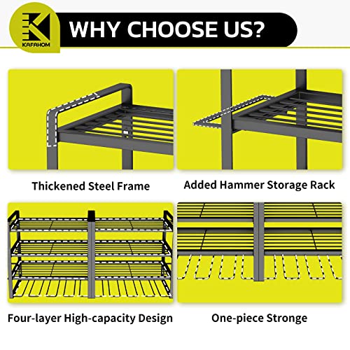 KAFAHOM Power Tool Organizer, 8 Drill Holder Wall Mount, 4 Layers Garage Tool Organizers and Tool Storage Rack, Heavy Duty Metal Tool Shelf with KAFAHOM