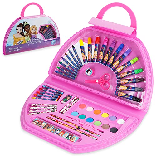 Disney Kids Art Set Princess Colouring Sets for Children 50pcs Art Supplies (Pink Princess) - WoodArtSupply