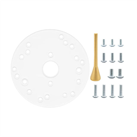 POWERTEC 71022 dia 6-1/2" Clear Acrylic Router Sub Base Plate w/Centering Pin, Screws and Multiple Holes, Fits Porter Cable, Bosch, Craftsman, POWERTEC