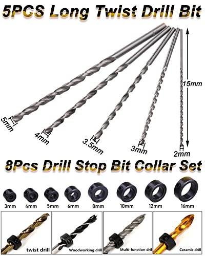 Rocaris 39 Pack Woodworking Chamfer Drilling Tools, Including Countersink Drill Bits, L-Wrench, Wood Plug Cutter, Step Drill Bit, Center Punch, Drill - WoodArtSupply