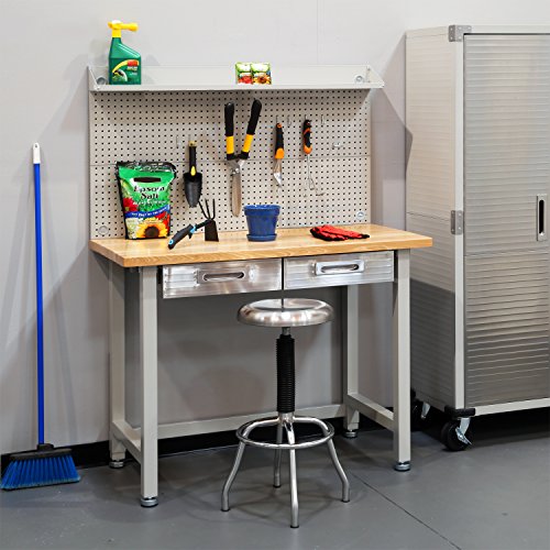 Seville Classics (UHD20247B) UltraHD Lighted Workbench (48L x 24W x 65.5H Inches) Stainless Steel Seville Classics