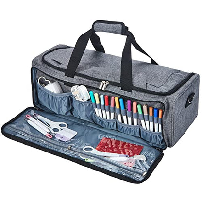 HOMEST Carrying Case for Cricut Explore Air 2/Cricut Maker/Maker 3, Carrier with Multi pockets for 12x12 Mats, Vinyl Rolls, Pens, other tools - WoodArtSupply