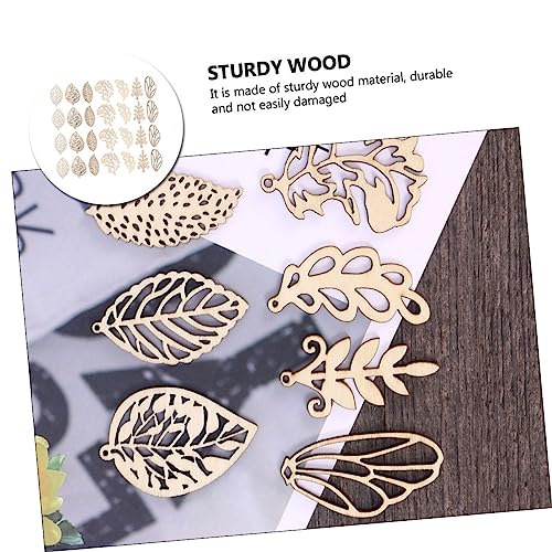 EXCEART 50pcs Christmas Stickers Leaves Wooden Cutouts Plain Wooden Leaf Slices Thanksgiving Fay DIY Crafts Unfinished Christmas Ornaments DIY Wood EXCEART