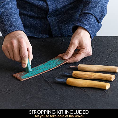 BeaverCraft Wood Carving Knife Kit for Beginners S55 Chip Carving Knives Woodworking Wood Carving Tools Set Carve Widdling Knife Kit Detail Whittling BeaverCraft
