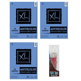 3 Pack Canson XL Series Watercolor Paper Pad 9" x 12" Bundle with Try Me Watercolor Paintbrush Set- Cold Press 140lb 300gsm Includes (3) 30 Sheet Jerry's Artarama