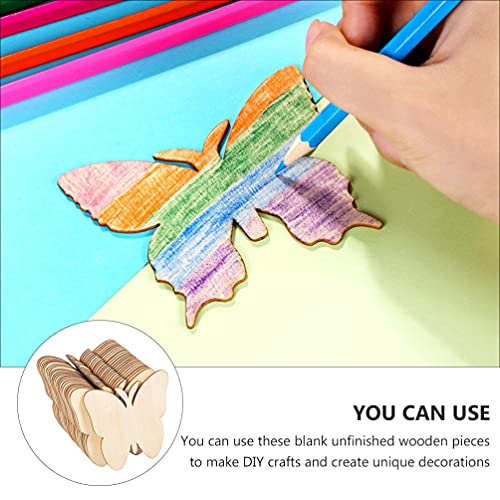 IMIKEYA Unfinished Wooden Cutouts: 40Pcs Butterfly Wood Cutouts Butterflies Blank Wooden Paint Crafts Wood Slices for Kids Painting, Christmas IMIKEYA