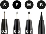 Faber Castell 167100 Pit Artist Pens, Set of 4, Black Assortment, 199 S, F, M, B Faber-Castell